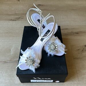 Nina Vaso Ankle-Strap in White Satin